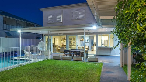 Cozy illuminated outdoor deck
