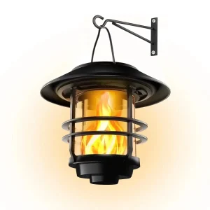 Solar Hanging Flickering Flames LED Lantern Outdoor Decorative Lights Porch Lamp