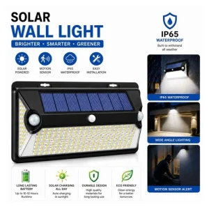 Super Bright LED Solar Wall Light PIR Motion Sensor Outdoor Garage Shed Lamp
