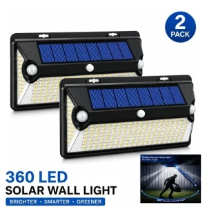 2X Solar Wall Light LED PIR Motion Sensor Outdoor Garden Security 3 Mode Lamp