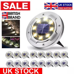 SOLAR POWERED LED LIGHTS FOR GARDEN PATIO PATHWAY STAINLESS STEEL OUTDOOR LIGHT