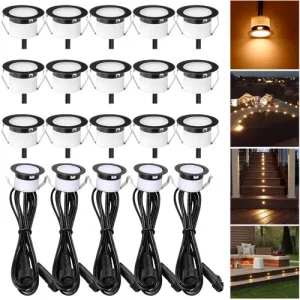 20X 45mm Warm White Garden Yard LED Deck Rail Stair Soffit Kitchen Lights Black