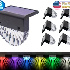 Solar Deck Lights 6 Solar Powered RGB Step Fence Light Waterproof Color Changing