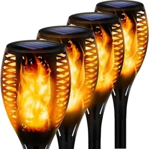Flame Effect Solar Outdoor Lights Stake Garden Path Flickering LED Torch Lamp