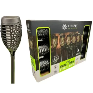 6 Black Flickering Flame Solar Garden Torch Stake Torches Lights